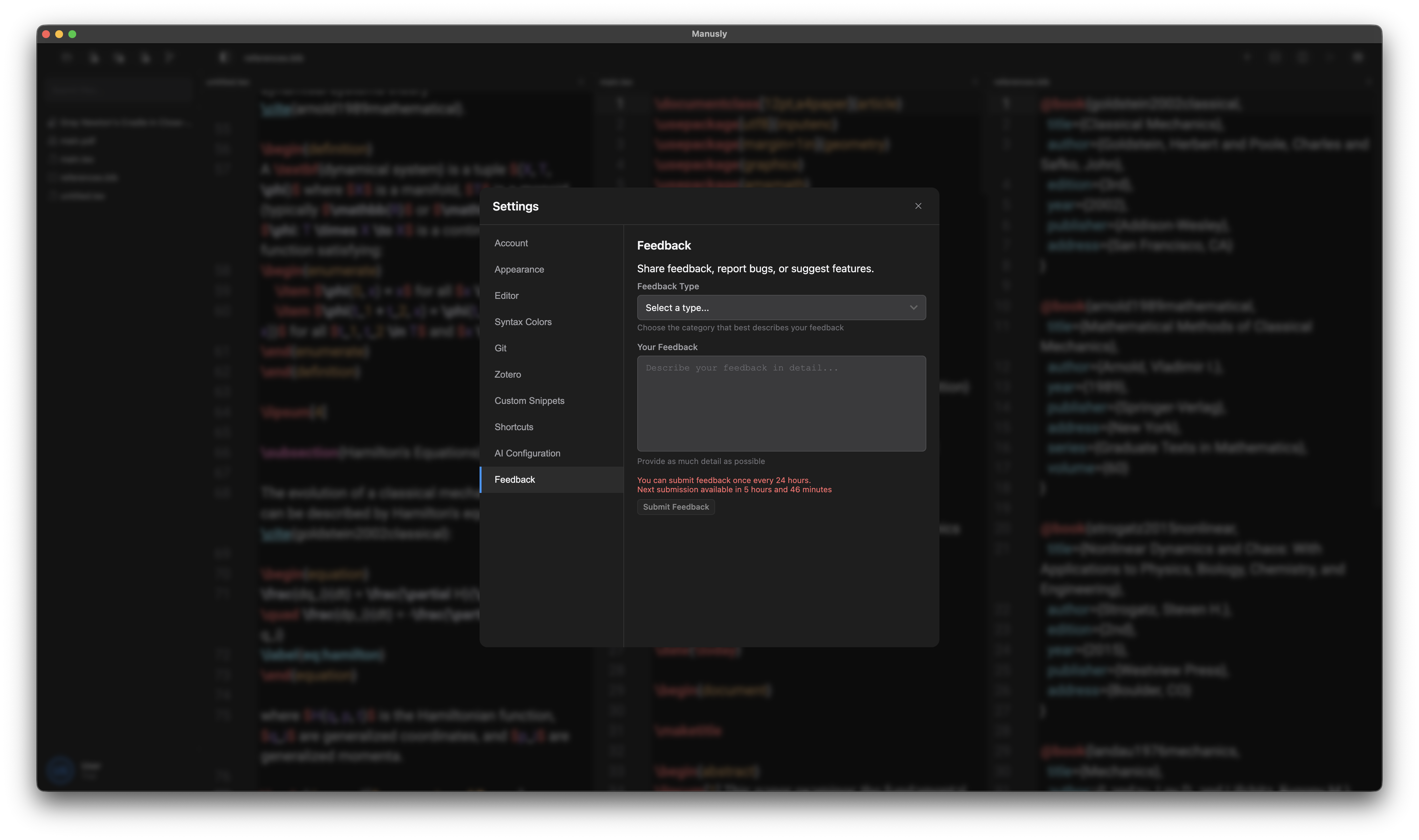 Feedback Area Preview
